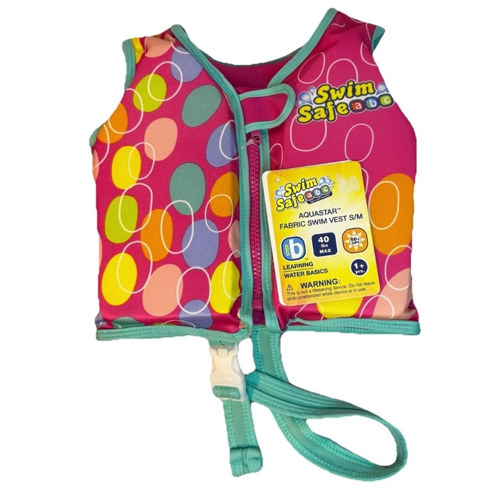 Bestway Swim Safe ABC Aquastar Swimming Vest S/M 1+ Year 40 lb Max 20" Chest NWT